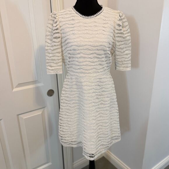 Lulus White Lace Mini-Dress with Sleeves - NWT - Size M - Picture 1 of 8